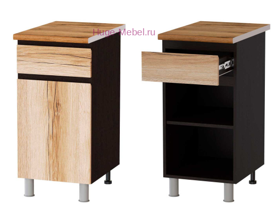 Кухонный шкаф нижний с 1 ящиком 400 Плейона (венге/дуб делано)