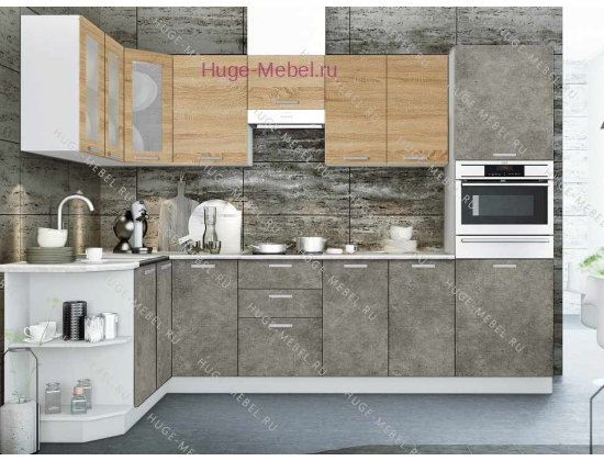 Угловая кухня 170 х 290 "Бетон серый +сонома"