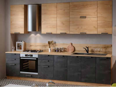 Кухня 3.2 метра "Пасаденна" угольный камень+дуб Кухня 3.2 метра "Пасаденна" угольный камень+дуб