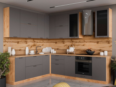 Угловая кухня 270х220 "Катрин" графит Угловая кухня 270х220 "Катрин" графит