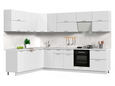 Угловая белая кухня 300х220 "Катрин"