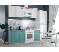 Кухня 2 метра "Модена белый/бирюза"