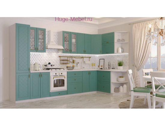 Угловая кухня 360 на 140 "Модена бирюза"