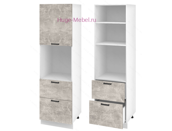 Пенал кухонный с нишей и ящиками 600 Пасаденна (ателье светлое)