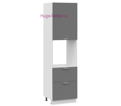 Пенал кухонный с нишей и ящиками высокий 600 Катрин (софт графит)