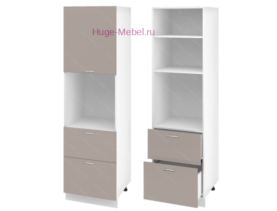 Пенал кухонный с нишей и ящиками 600 Ксения (кофе с молоком)