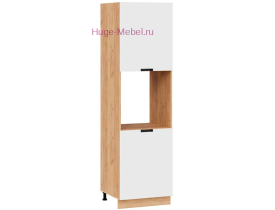 Пенал кухонный напольный с нишей 600 Сахара (белый) корпус крафт