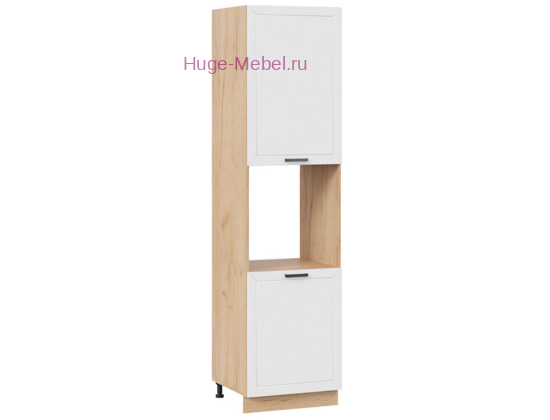 Пенал кухонный высокий с нишей 600 Альфа (белый) корпус крафт