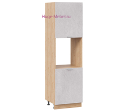 Пенал кухонный напольный с нишей 600 Бетон (бетон белый) корпус крафт