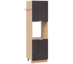 Пенал кухонный напольный с нишей 600 Бетон (бетон чёрный) корпус крафт