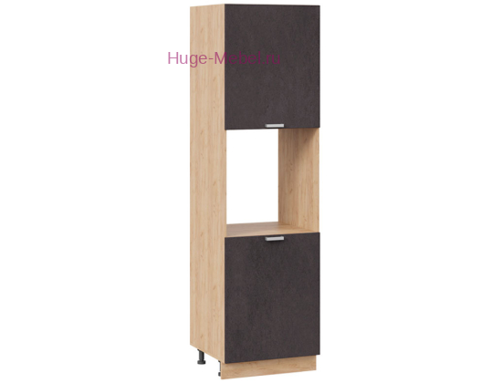 Пенал кухонный напольный с нишей 600 Бетон (бетон чёрный) корпус крафт