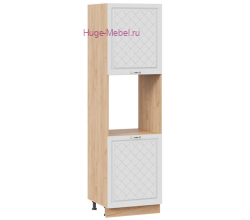 Пенал кухонный напольный с нишей 600 Модена (дуб белый) корпус крафт