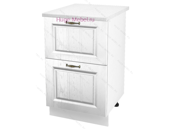 Нижний шкаф кухонный с двумя ящиками 500 Мария (белый)