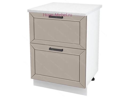 Нижний шкаф кухонный с двумя ящиками 600 Альфа (латте)