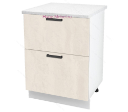 Кухонный шкаф под мойку 600 с двумя ящиками Пасаденна (шелковый камень)