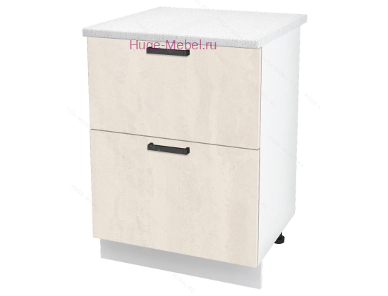 Кухонный шкаф под мойку 600 с двумя ящиками Пасаденна (шелковый камень)