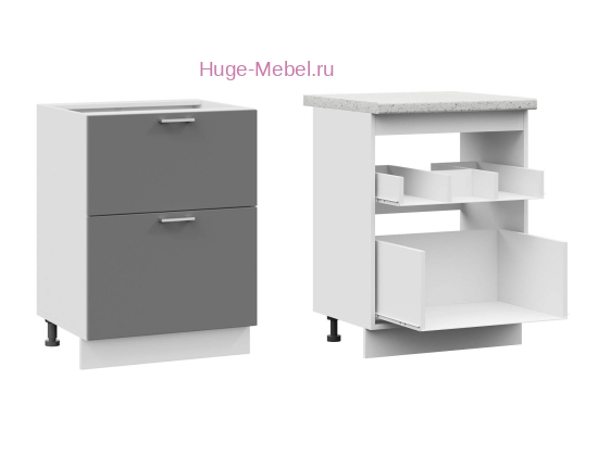 Кухонный шкаф под мойку 600 с двумя ящиками Катрин (софт графит)