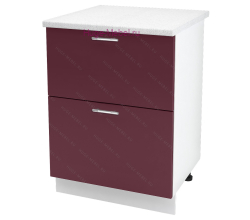 Нижний шкаф кухонный с двумя ящиками 600 Ксения (бордо)