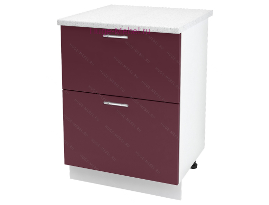 Нижний шкаф кухонный с двумя ящиками 600 Ксения (бордо)
