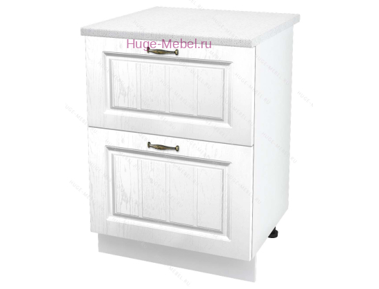 Нижний шкаф кухонный с двумя ящиками 600 Мария (белый)