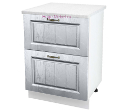 Кухонный шкаф под мойку 600 с двумя ящиками Мария (сталь)