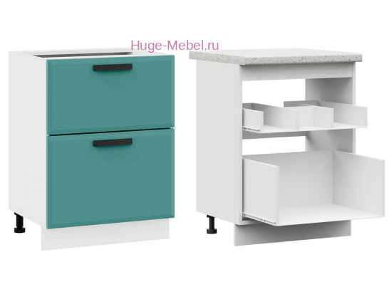 Кухонный шкаф под мойку 600 с двумя ящиками Призма (бриз супермат)