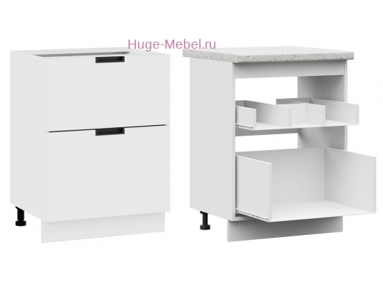 Кухонный шкаф под мойку 600 с двумя ящиками Сахара (белый)