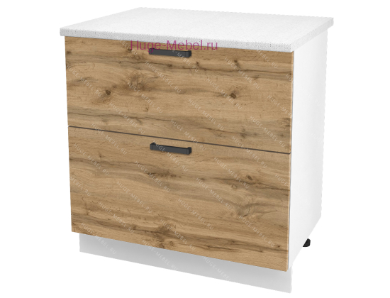 Нижний шкаф кухонный с двумя ящиками 800 Пасаденна (дуб вотан)