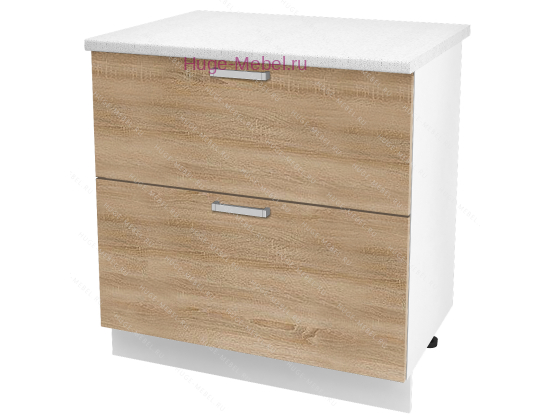 Нижний шкаф кухонный с двумя ящиками 800 Бетон (дуб сонома)