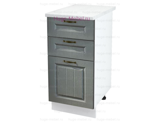Кухонный шкаф нижний с тремя ящиками 400 Мария (сталь)