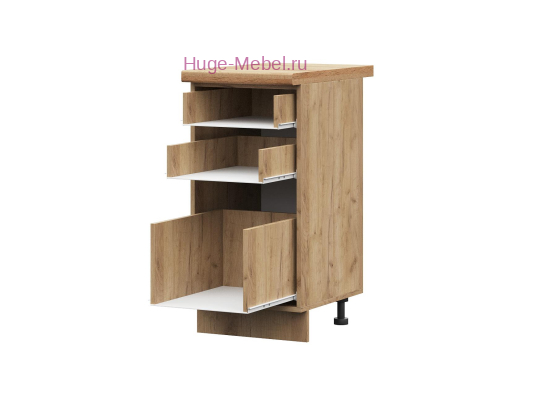 Корпус кухонного шкафа нижнего с 3 ящиками 400 ПВ (дуб крафт)