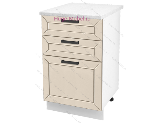 Кухонный шкаф нижний с тремя ящиками 500 Альфа (брюле)