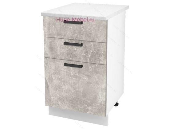 Кухонный шкаф нижний с тремя ящиками 500 Пасаденна (ателье светлое)