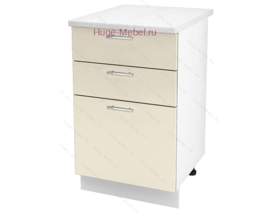 Кухонный шкаф нижний с тремя ящиками 500 Ксения (ваниль)