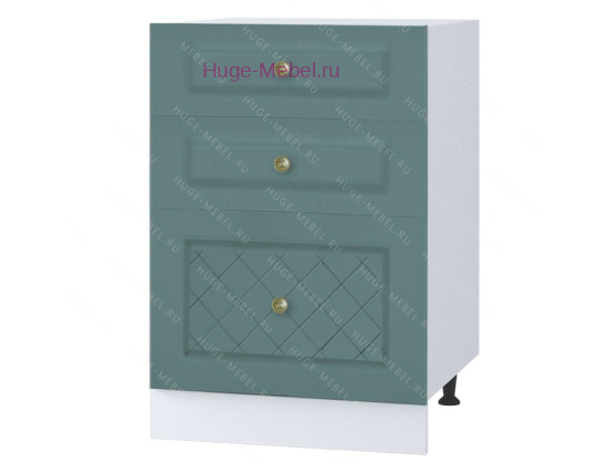 Кухонный шкаф нижний с тремя ящиками 500 Модена (дуб бирюза)