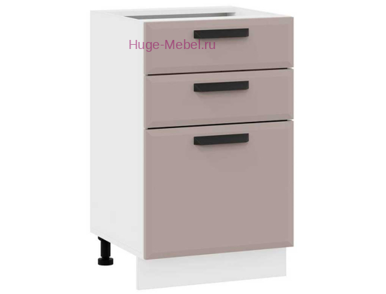 Кухонный шкаф нижний с тремя ящиками 500 Призма (мокко супермат)