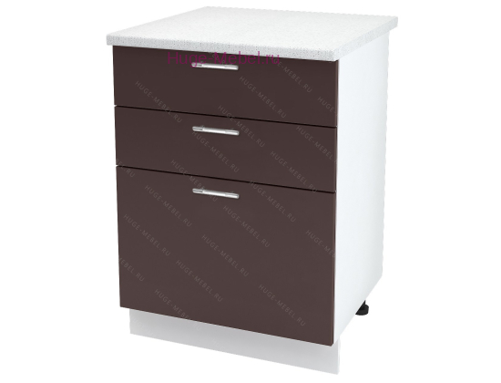Кухонный шкаф нижний с тремя ящиками 600 Ксения (шоколад)