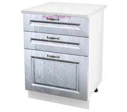 Кухонный шкаф нижний с тремя ящиками 600 Мария (сталь)