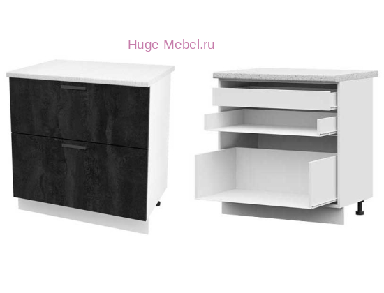 Кухонный шкаф нижний с внутренним ящиком 800 Пасаденна (угольный камень)