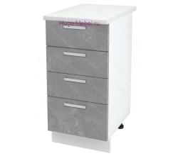 Нижний кухонный шкаф 4 ящика 400 Бетон (бетон серый)