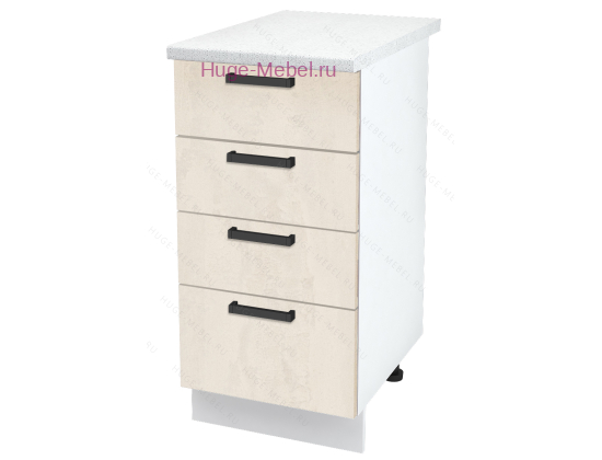 Нижний кухонный шкаф 4 ящика 400 Пасаденна (шелковый камень)