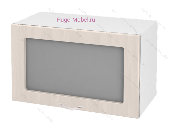 Горизонтальный кухонный стеклянный шкаф 600 Дина (шимо светлый)