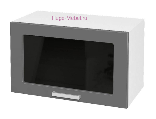 Горизонтальный кухонный стеклянный шкаф 600 Катрин (софт графит)