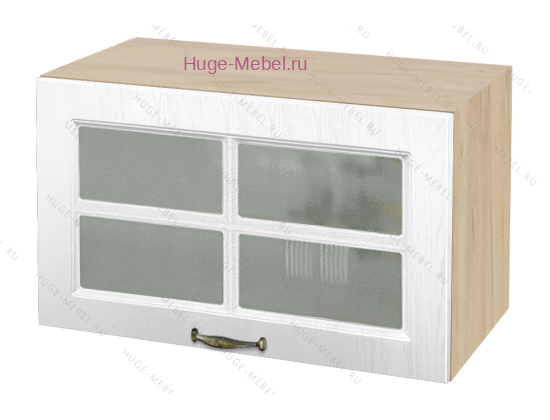 Горизонтальный кухонный стеклянный шкаф 600 Мария (крафт белый)