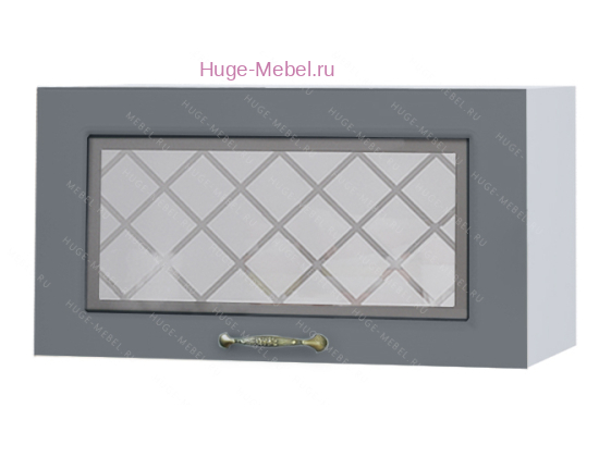 Горизонтальный кухонный стеклянный шкаф 600 Модена (дуб серый)