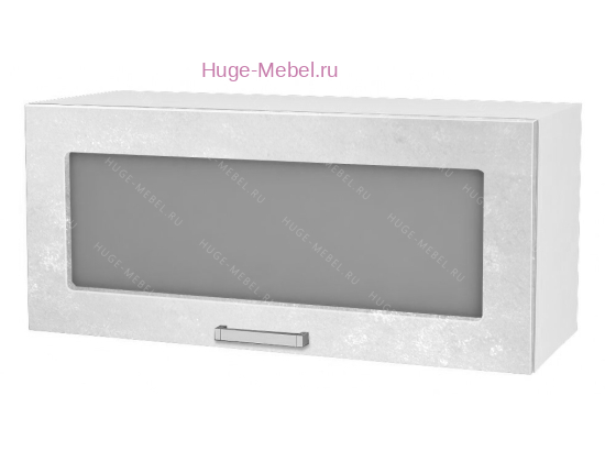 Горизонтальный кухонный стеклянный шкаф 800 Бетон (бетон белый)