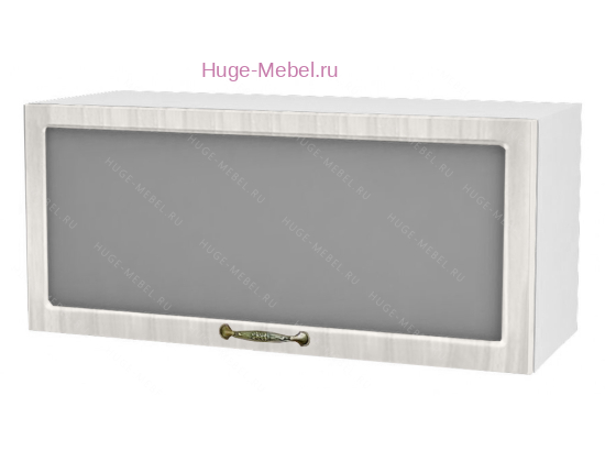 Горизонтальный кухонный стеклянный шкаф 800 Юлия (сандал белый)