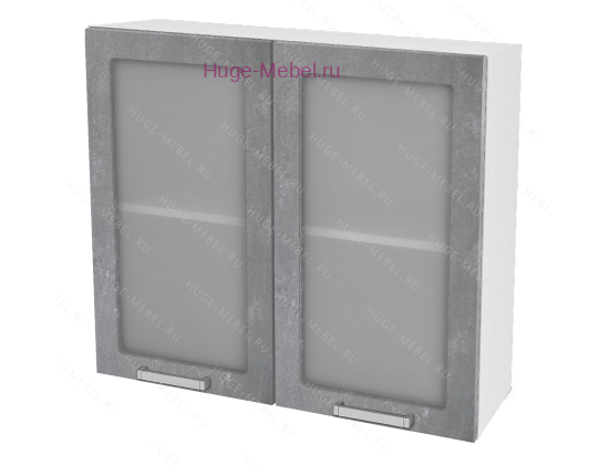 Кухонный шкаф верхний со стеклом 800 Бетон (бетон серый)