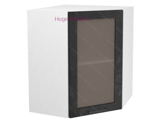 Угловой шкаф подвесной со стеклом 600 Пасаденна (бетон черный)