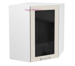 Угловой шкаф подвесной со стеклом 550 Катрин (крем)